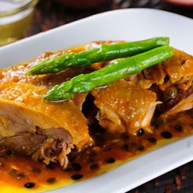 Chicken with passionfruit sauce